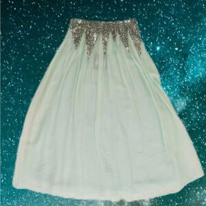 Cynthia Rowley Mint Green/Blue Silk Peasant Skirt  (ONLY) w/ Sequins Sz 2, NWT